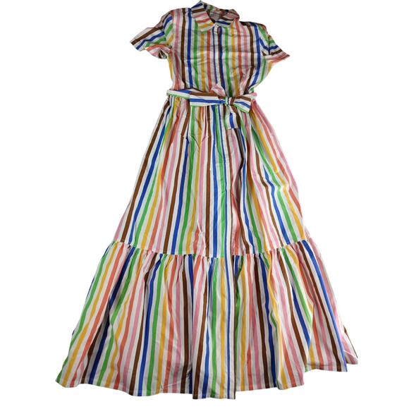 Target Pride Rainbow Dress Womens Size XS Shirt Button Up Belted Maxi Stripe NWT - Picture 1 of 8